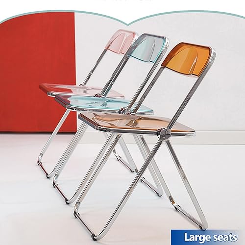 Miniatura 5 de 2 Pcs Stackable Folding Chair, Modern Transparent Acrylic Foldable Chair, Electroplating Frame, Party Chairs for Office Wedding Training(Gray)