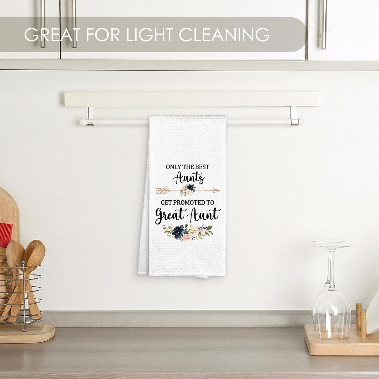 Promoted to Great Aunt Gifts Kitchen Towel, New Great Aunt Pregnancy Baby Announcement Family Thank You Gifts Dish Towels Dishcloths Tea Towels Hand Towel for Kitchen Bathroom 16x24 - Image 3