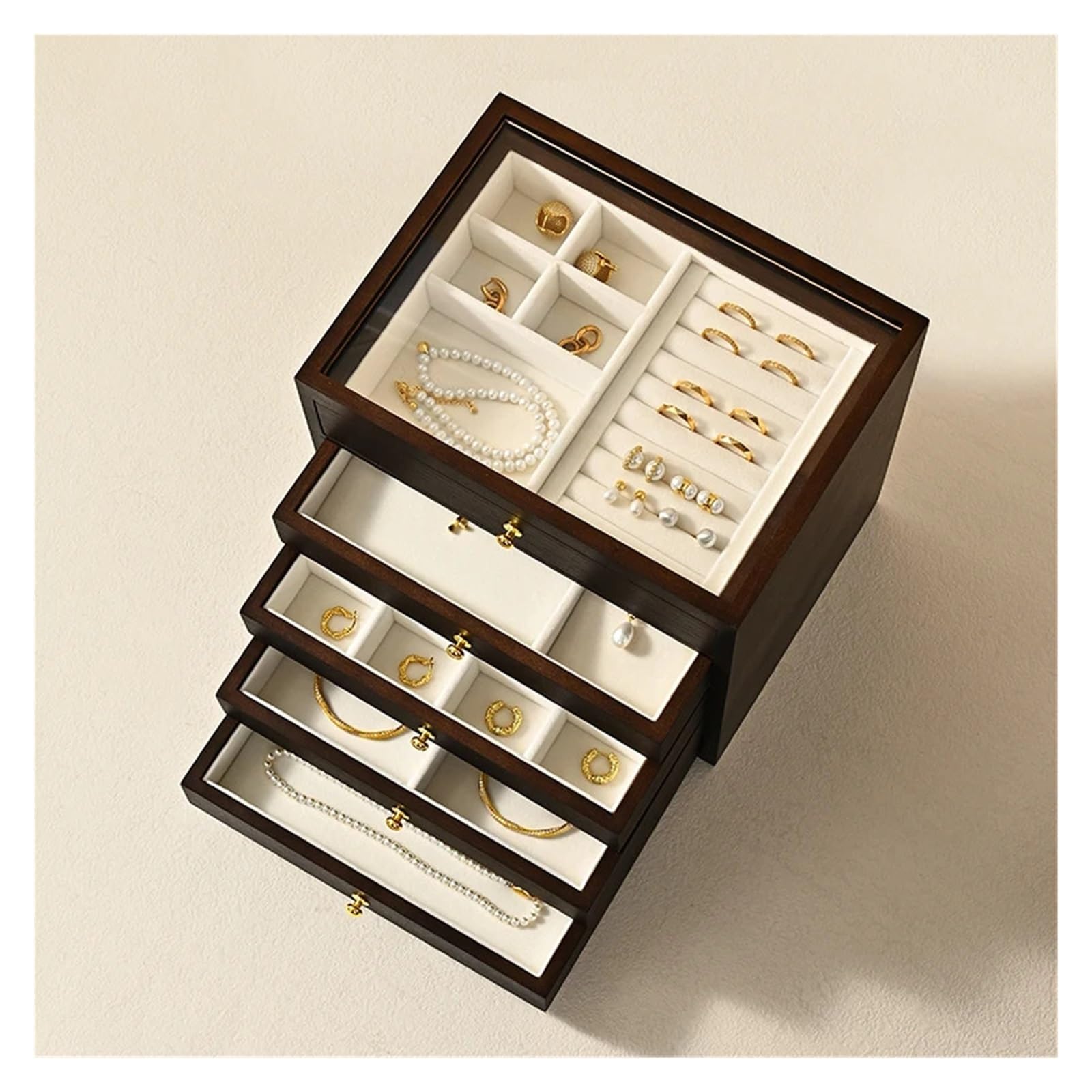 Joyeros Organizador Joyero De Madera Multicapa Caja Para Joyas | Almacenamiento para adorno de aretes