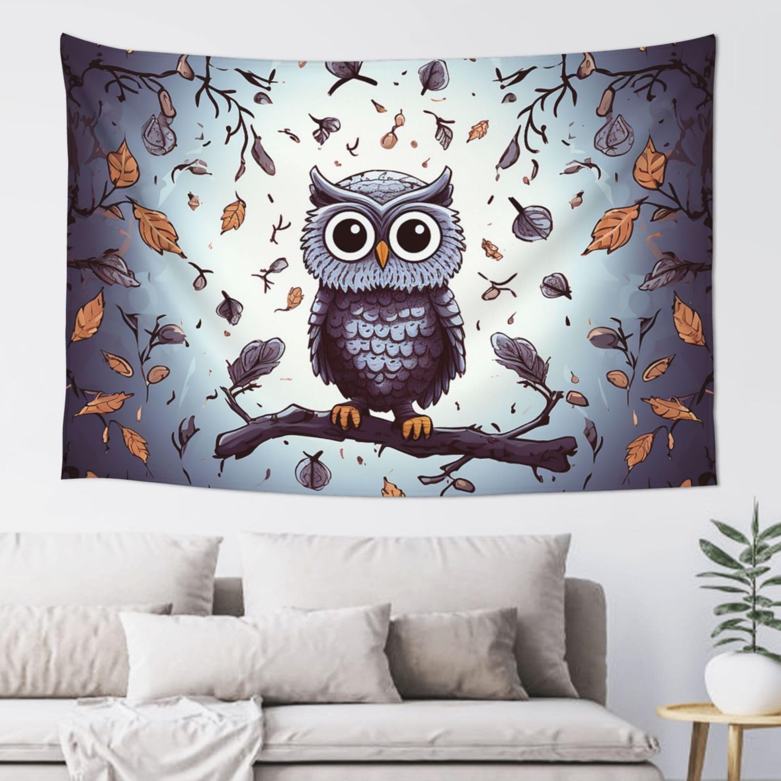 Fodpand Black Owl Tree Branches Tapestry Dorm Decor, Wall Backdrop Aesthetic Tapestries Hanging Banner For Bedroom, Modern Wall Art Poster Blanket, Home Decor Wall Tapestry 60"X40"