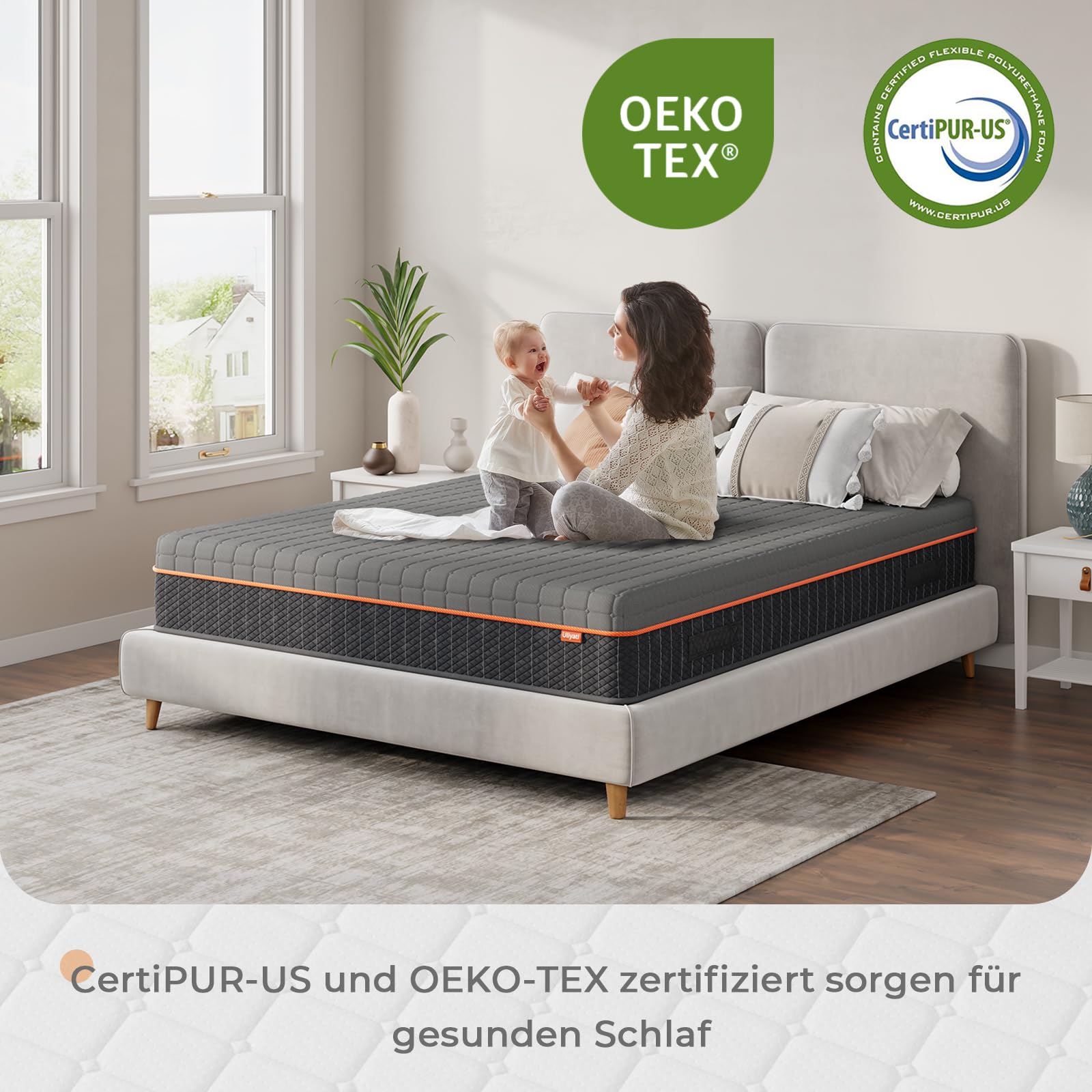 Uliyati 7-Zonen Matratze 140x200 cm H3 Ergonomische Kaltschaummatratze und atmungsaktiver Bezug für kühlen Schlaf und Druckentlastung, Öko-Tex Zertifiziert, 140x200x20 cm