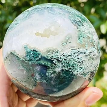 Moss Agate Balls Bulk, Natural Quartz Crystal Sphere, Real Gemstones and Crystals, Rocks and Minerals, Healing Stones Ball (2.2lbs)