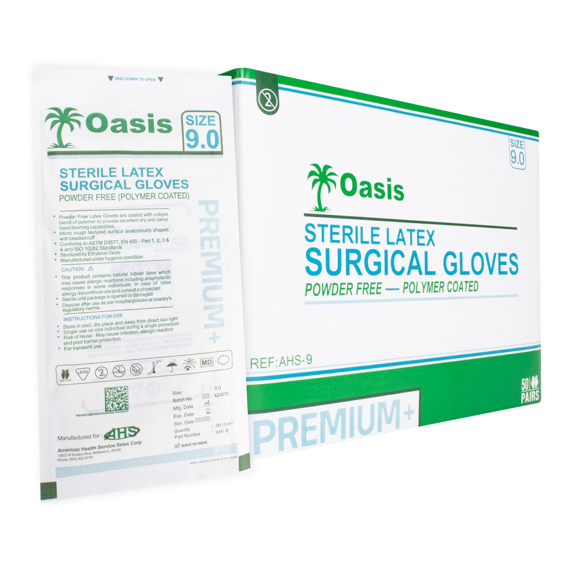 Powder Free Latex Surgical Gloves, Size 9, 50 Pair/Box