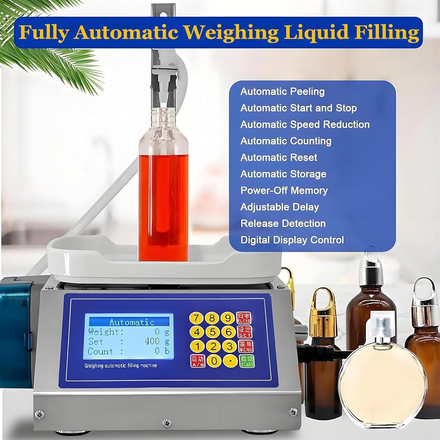 Máquina Llenadora Automática De Líquidos, Llenadora De Botellas con Bomba De Diafragma Eléctrica De 8 G A 3 Kg, con Función De Pesaje Y Pantalla LCD, para Bebidas, Salsa De Soja, Vinagre Y