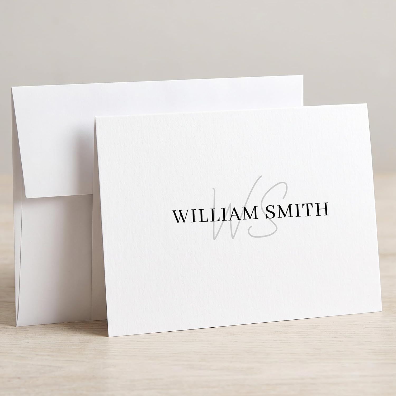 Personalized Monogram Initials Note Cards with Envelopes, Flat & Folded Stationery Set, Custom Thank You Notes, Letter Monogram Correspondence Cards, Choose Ink Color & Quantity, Elegant Script Style