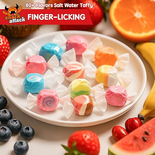 Miniatura 4 de Snack Attack Caramelos de agua salada envueltos individualmente a granel de 1 libra  Caramelos masticables de agua salada, sabores costeros
