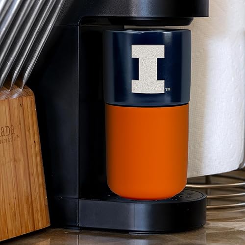 Miniatura 264 de Rico Industries NCAA Miami of Ohio Redhawks - Vaso de cerámica de 16 onzas con agarre de silicona, grabado láser profundo, diseño de color negro