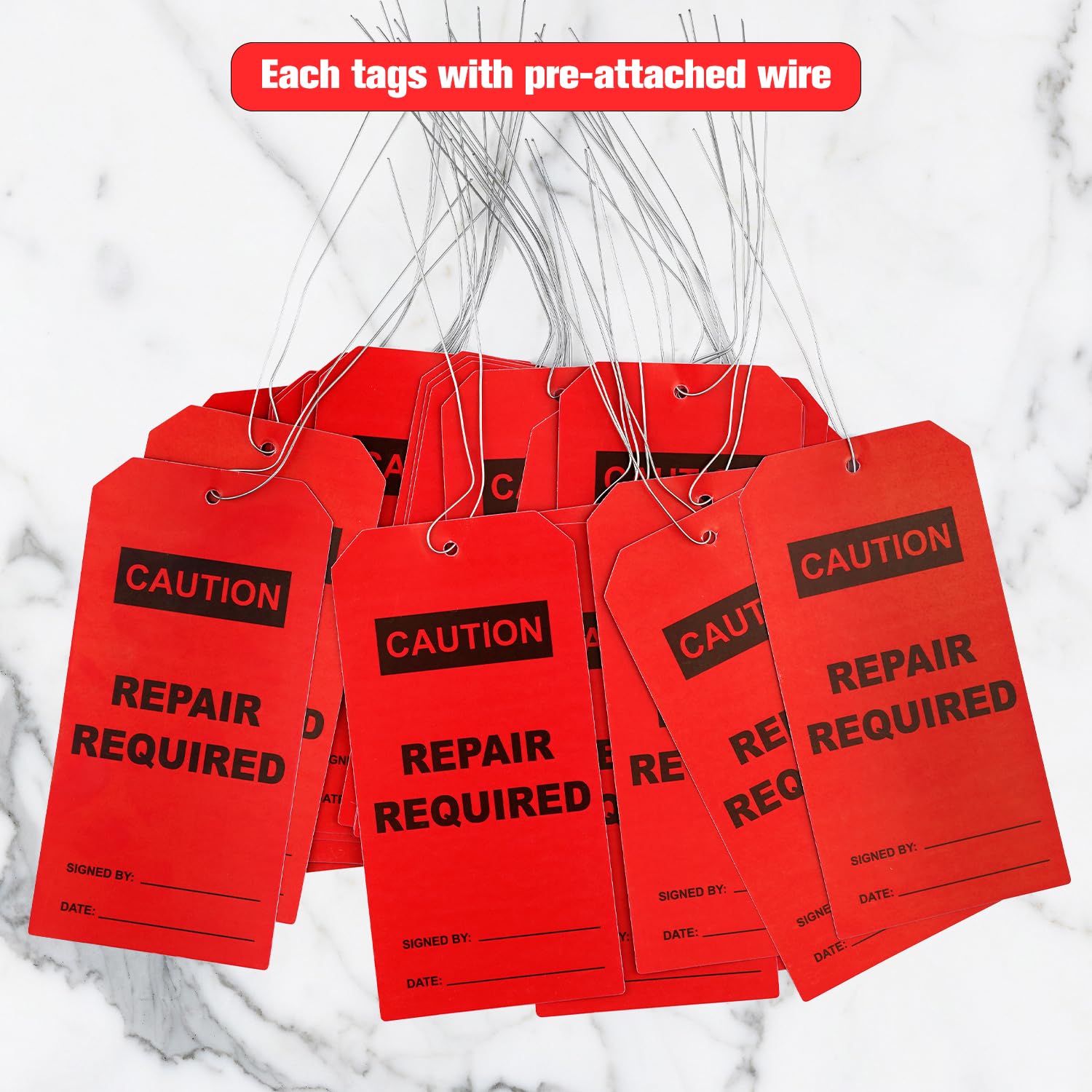 Repair Rework Labels Plastic Waterproof Tags Wire Labels 60 Pcs Repair Required Tags With ...