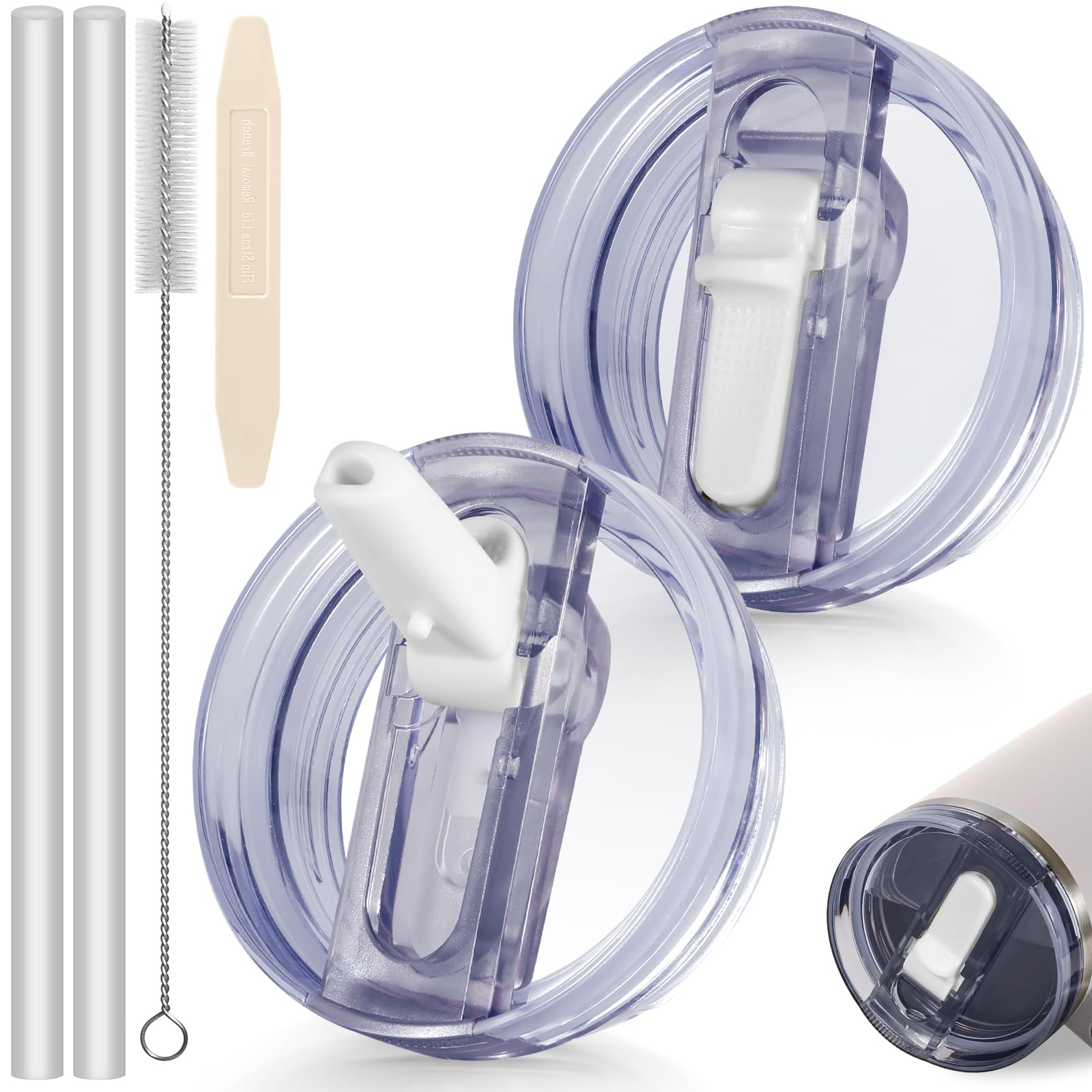 ANTAND 30oz Flip Straw Leak Proof Lid for Stanley Cup Accessories, 2 Pack No Spill Lid Replacement 30 oz Tumbler Detachable Cover Topper for Stanley