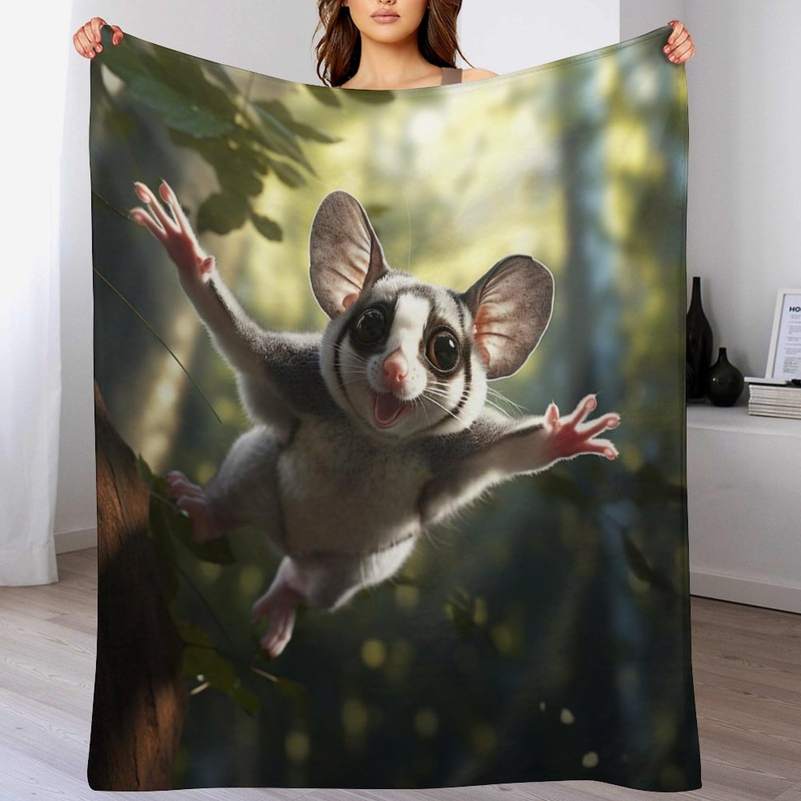 Couverture flying écureuil en polaire flannel douce et chaude pour lit et canapé 150x200cm