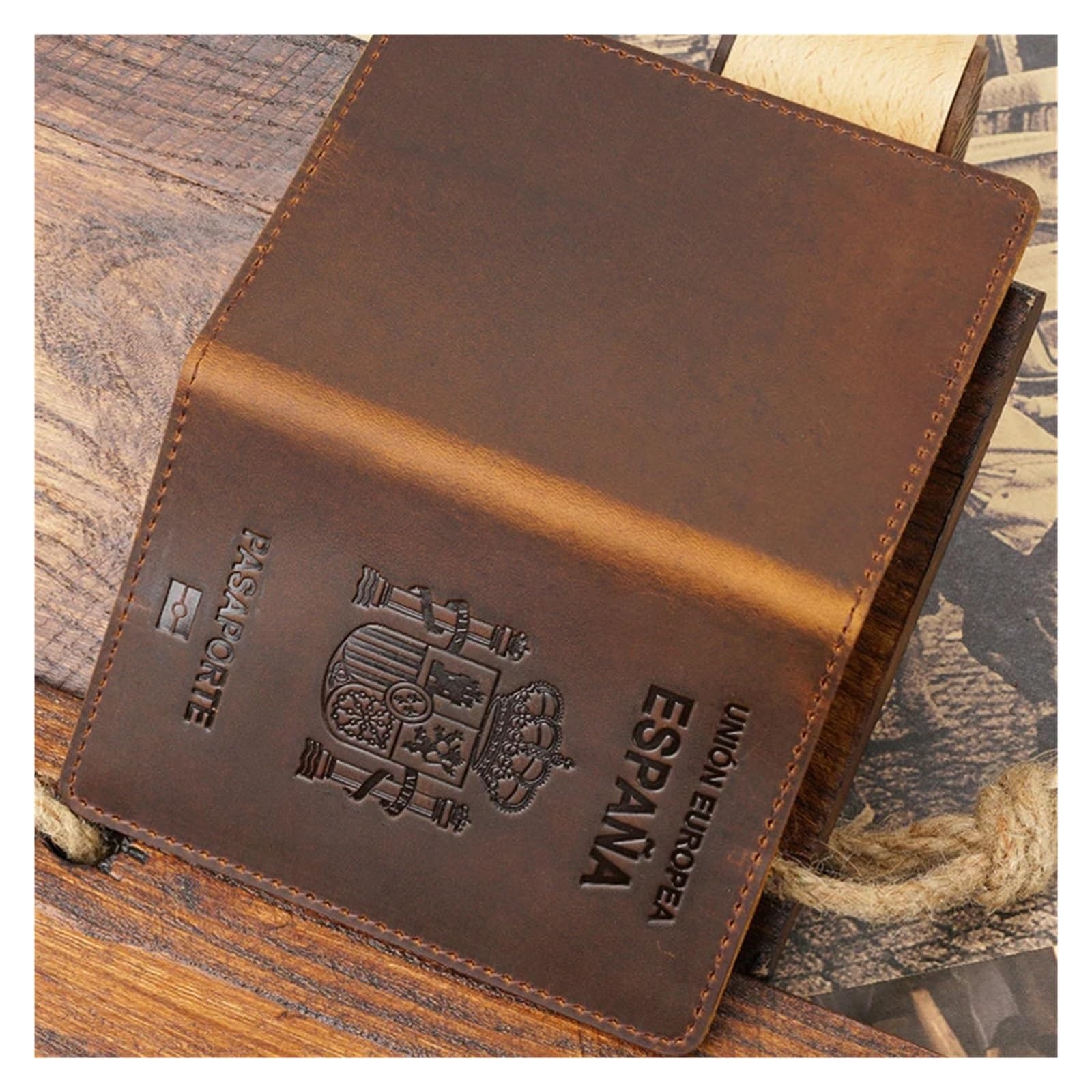Custodia for passaporto 1 pezzo: pelle, portafoglio da viaggio d'affari, passaporto Funda unisex(Army green)