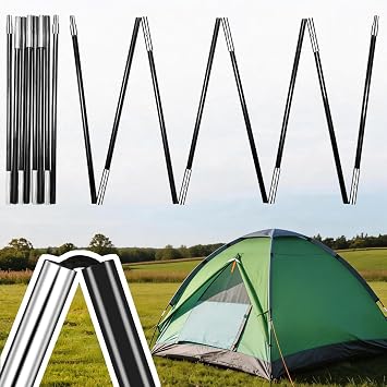 Fiberglass Tent Poles Replacement - 2 x 8.69Ft Pre-Assembled Adjustable Portable Tent Poles with a Diameter of 8MM for Hiking & Awning CampingTent Trap Repair & Outdoor Shelter Support Black 104 in