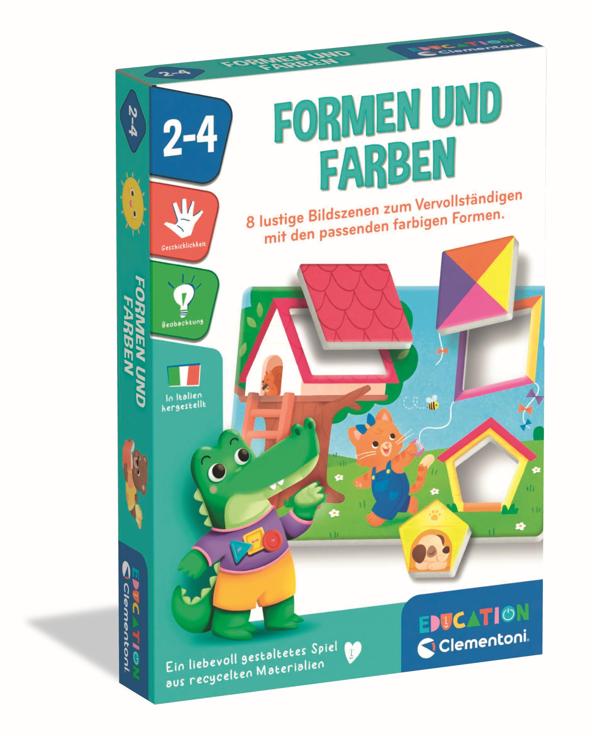 Clementoni Forme E Colori 52785 - Gioco Educativo Per Bambini 2+ Anni - 4 Tavole E 16 Pezzi Per Imparare Forme E Colori