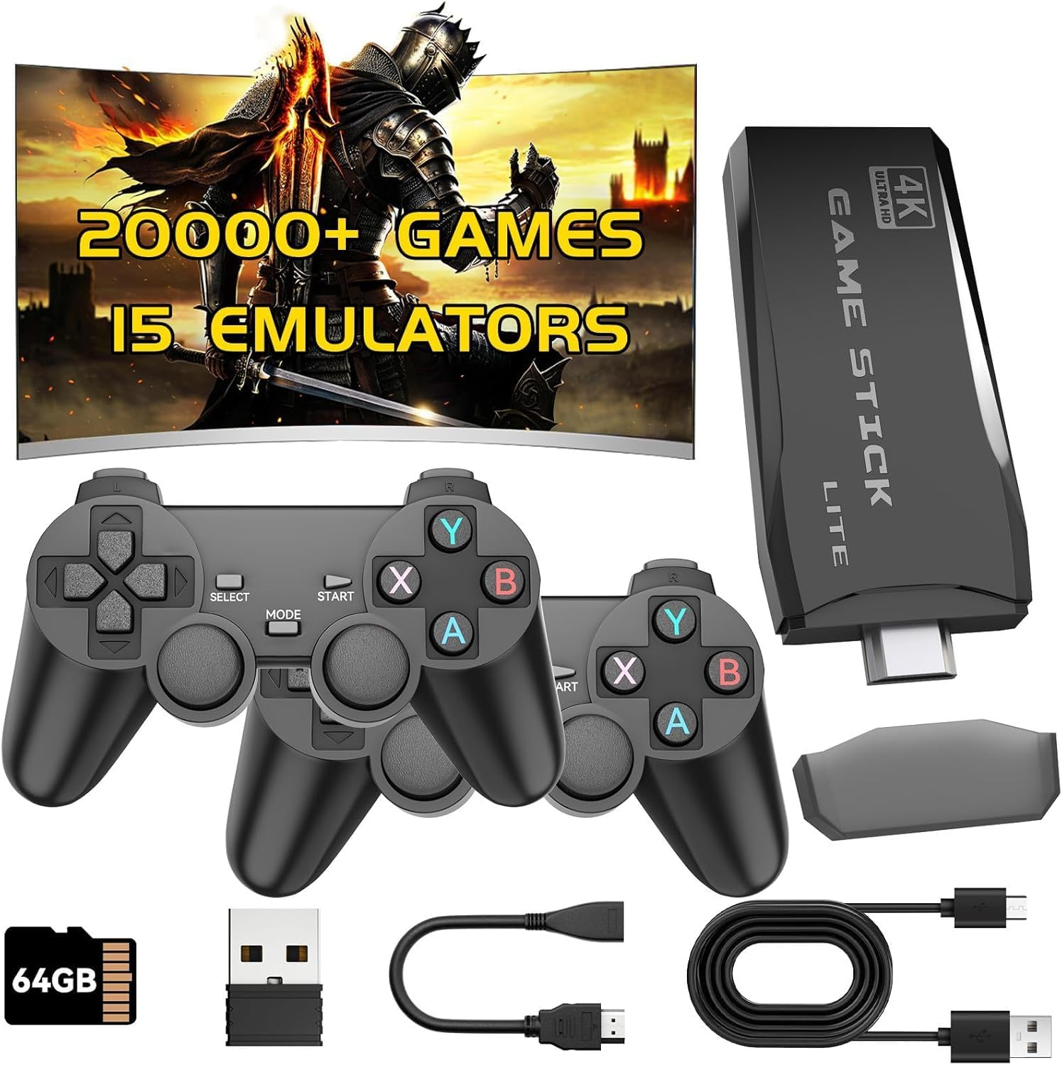 Classic Retro Game Console with 2 Wireless Controllers, HDMI TV Gaming System with Preloaded Games | Plug & Play Video Game Device for Family Entertainment, Kids Adults, Black Edition-image-10