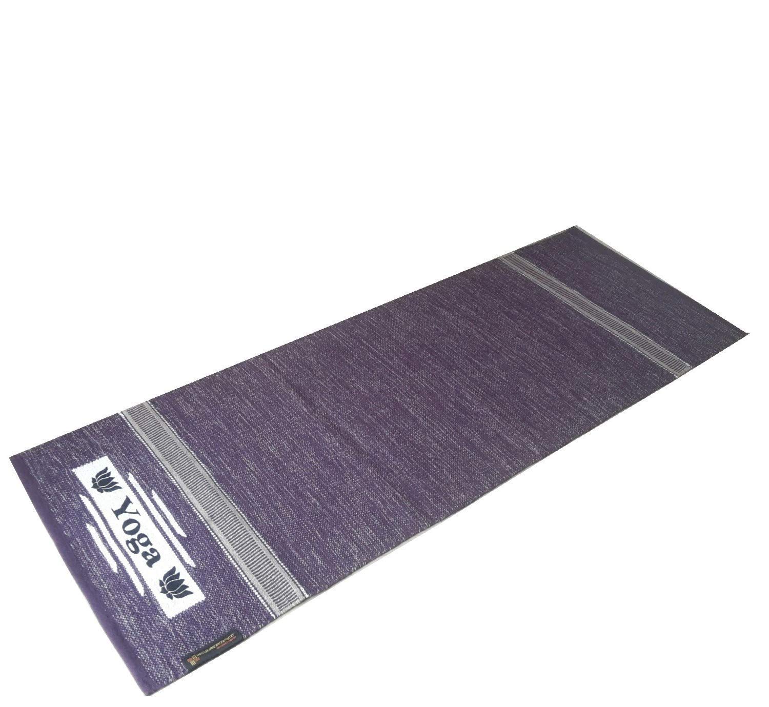ASE YOGA INDIA 100% COTTON YOGA MAT. ANTI SKID REVERCE SIDE FOR TILES & GRANITE MARBELS SURFACES, SUPREME HEAVY QUALITY, SPECIAL SIZE- 70x190 Cm (HANDLOOM PRODUCT - ORGANIC & ECO FRIENDLY)