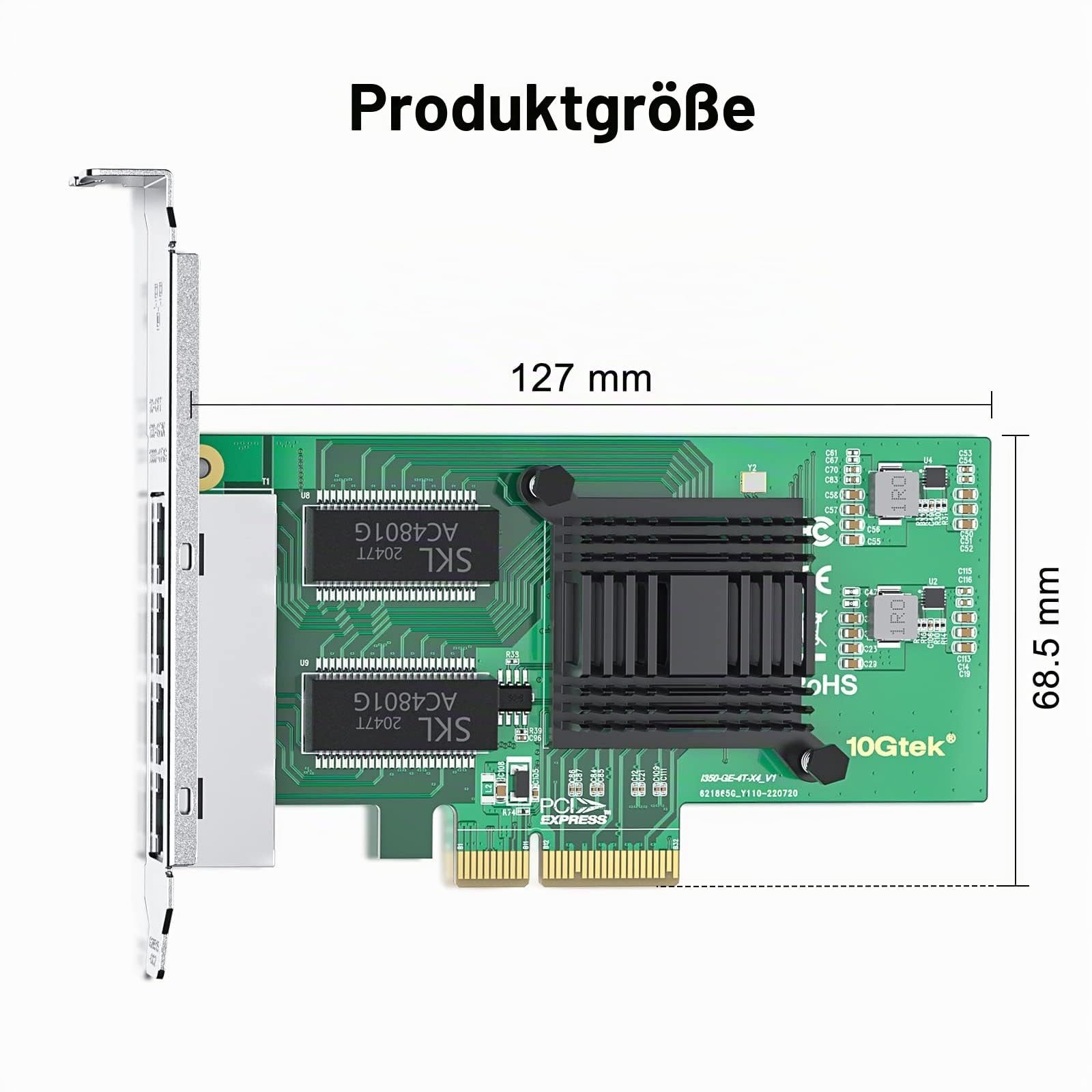 10Gtek 1000Mbps Gigabit Ethernet Converged Network Adapter (NIC) | mit Intel 350 Chip | Ethernet PCI Express NIC Network Card | Quad Copper RJ45 Ports | PCI Express 2.1 X4 | Compare to Intel I350-T4