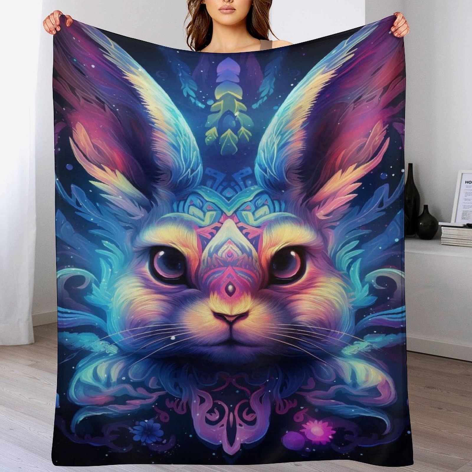 Couverture en lapin flannel 130x180cm plaid doux pour lit et canapé