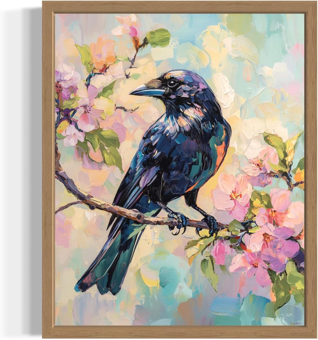 Bald Eagle Wall Art Print Poster, Floral Bird Tree Branch Nature Bedroom Bathroom Restroom Decor 157A (Bald Eagle, 24x36 inches, Unframed)