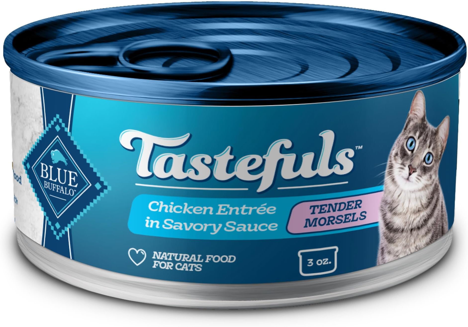 Blue Buffalo Tastefuls Natural Tender Morsels Wet Cat Food, Chicken Entrรฉe 3-oz cans (Pack of 24)