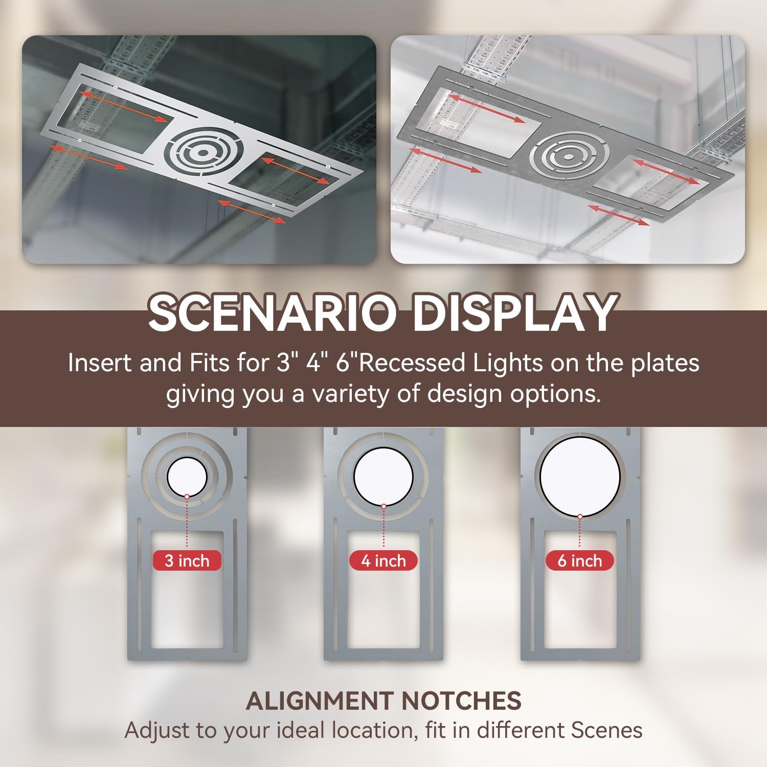 24 Pack LED New Construction Plate Pre Mounting Bracket for 3/4/6 inch Rough Downlight,Recessed Galvanized Steel