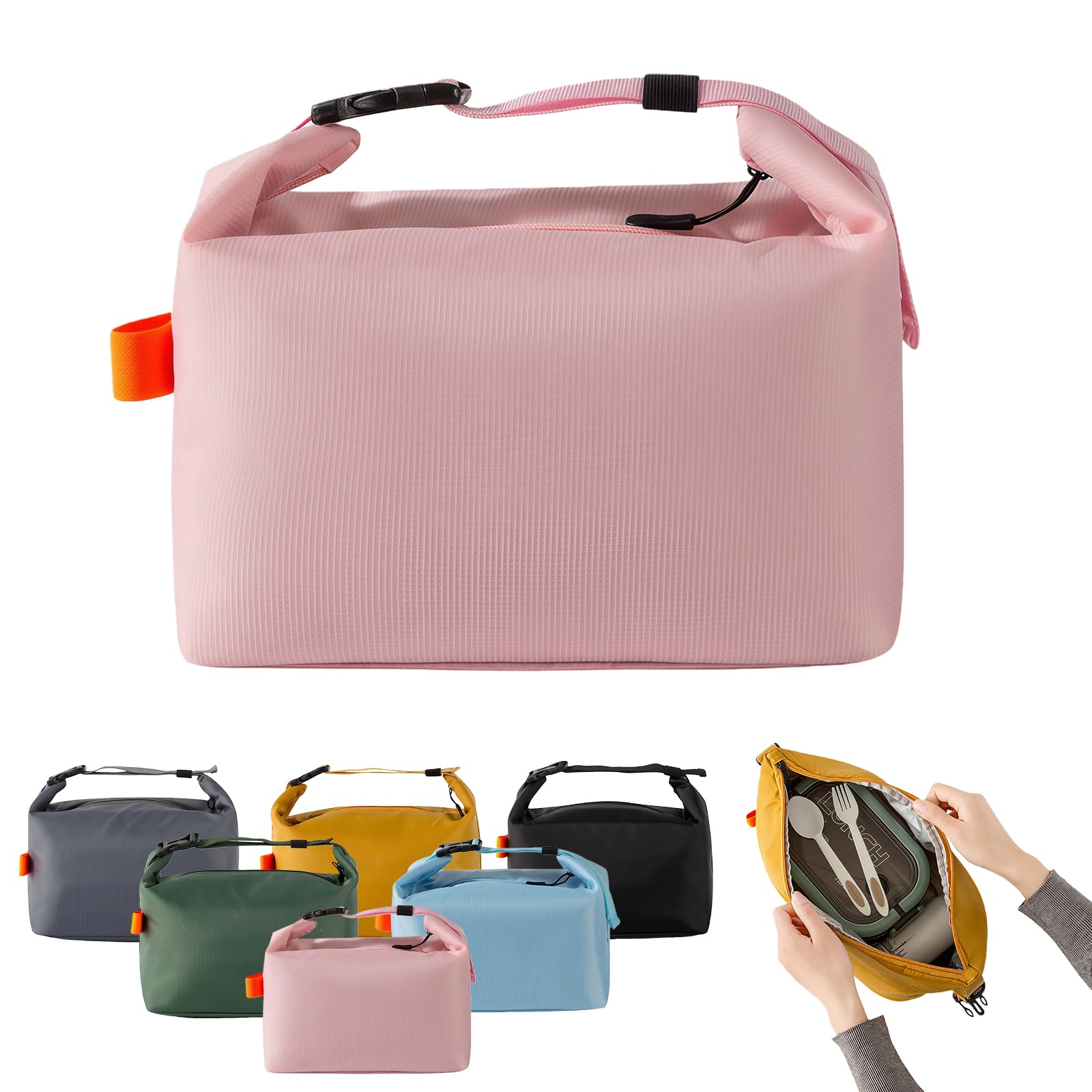 Insulated Lunch Bag for Women, Pink Lunch Tote for Work and School