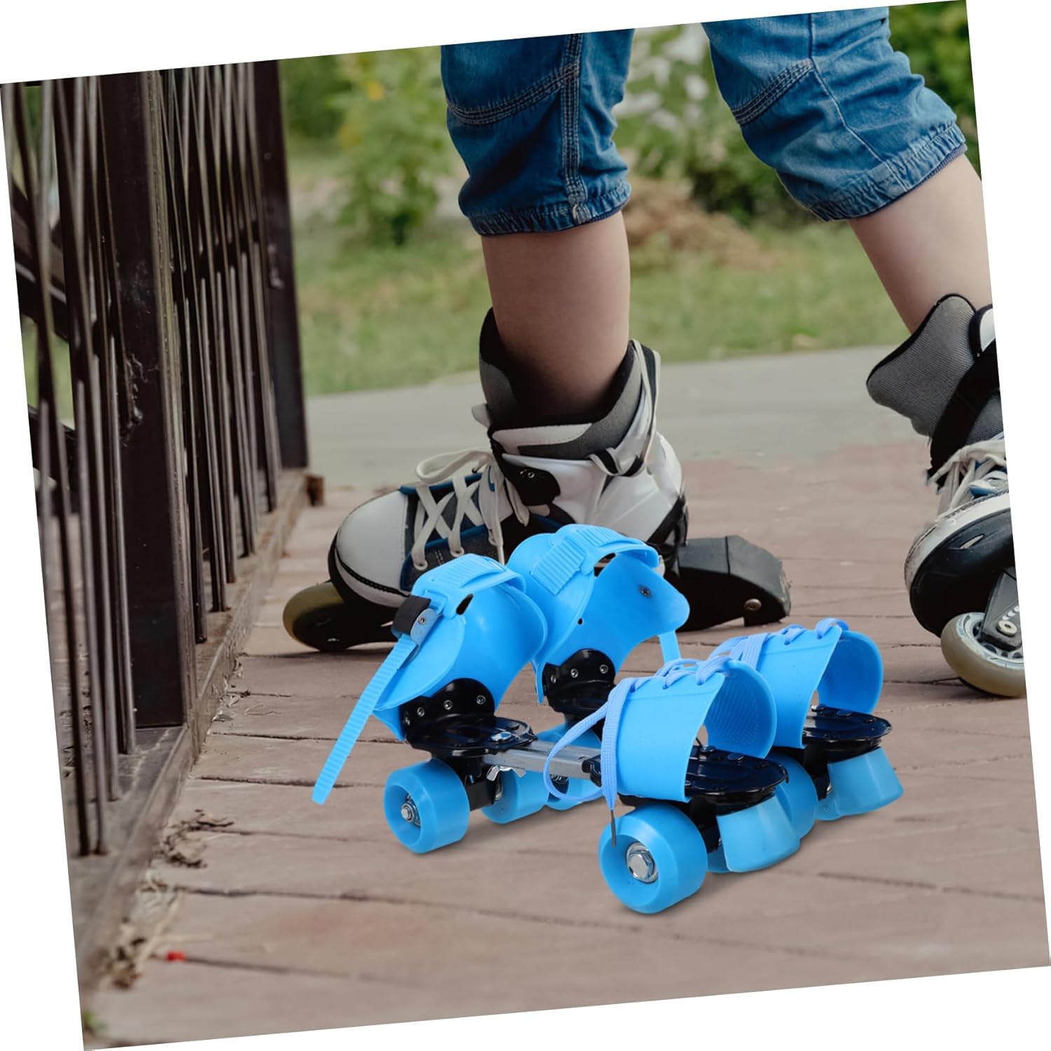 ibasenice Adjustable Boy Girl's Roller Skates Simple Four Wheel Skating Shoes Boys and Girls Skating Accessory for Outdoor Activity