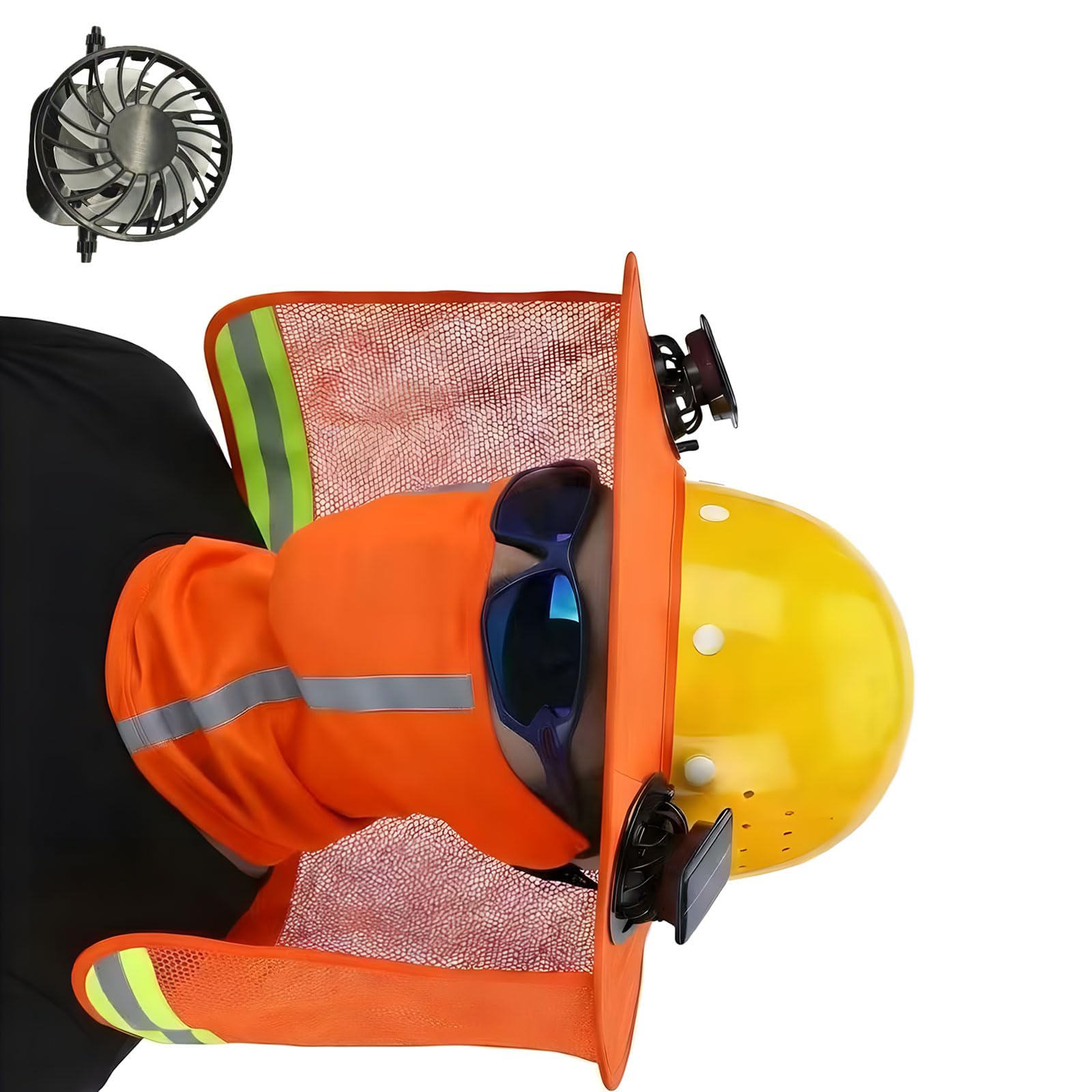 Elnwnnkc Construction Cap with 2 Sun Driven Air Circulators and Detachable Sun Cover Reflective Construction Hat
