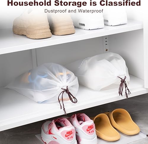 Miniatura 7 de Bolsas de zapatos transparentes para viajes con cuerda, bolsa de zapatos transparente grande, 11.8 x 15.7 pulgadas, bolsas de zapatos de viaje