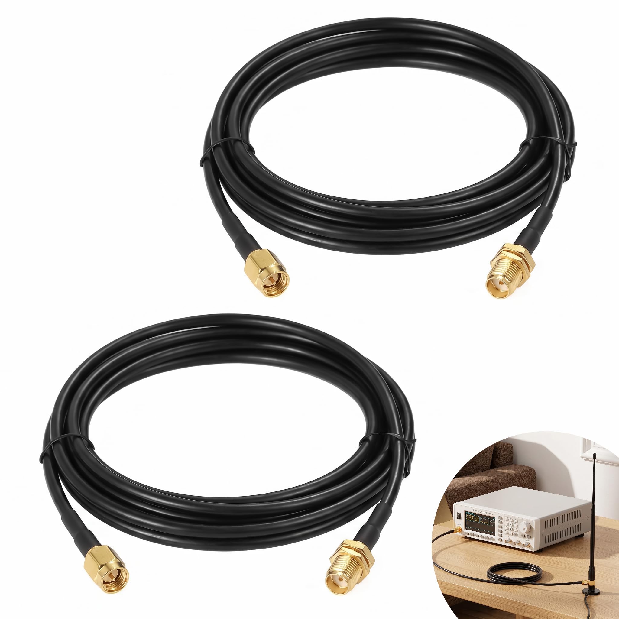 2 Stück SMA Verlängerungskabel, SMA Kabel, SMA Stecker auf SMA Buchse 3 Meter RG174 Koaxialkabel für 4G LTE Router Modem Mobilfunkempfänger WLAN Hotspot IP Kamera GPS Navigation SDR Amateurfunk Geräte