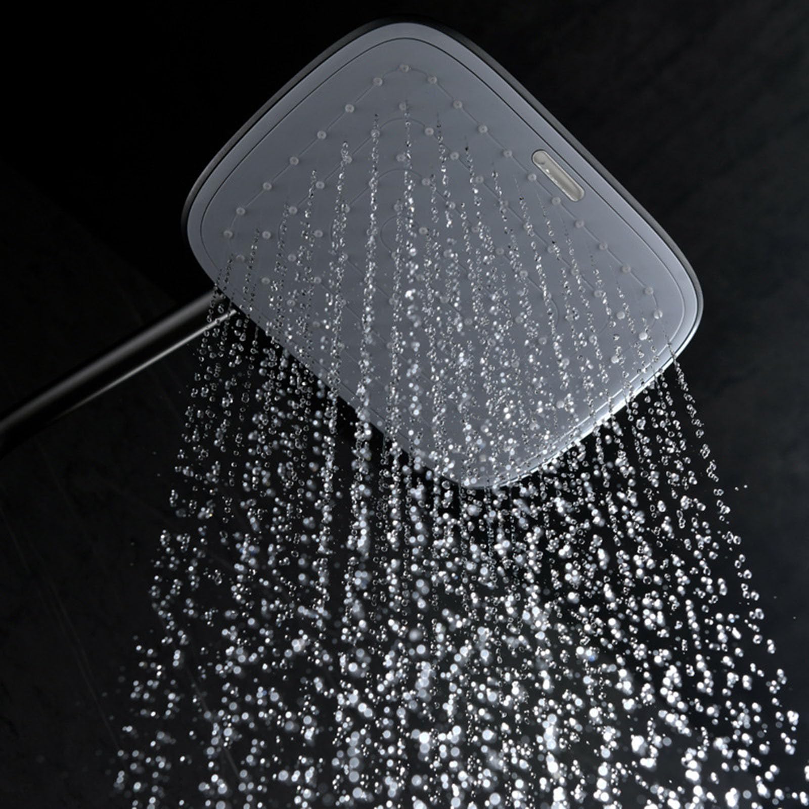 Kit Doccia a Muro con Soffione Rettangolare Miscelatore Cascata e Doccetta | Grigio Canna di Fucile Nucleo Della Valvola in Ceramica, Distanza Dei Fori Regolabile Da 13,5 a 16,5cm