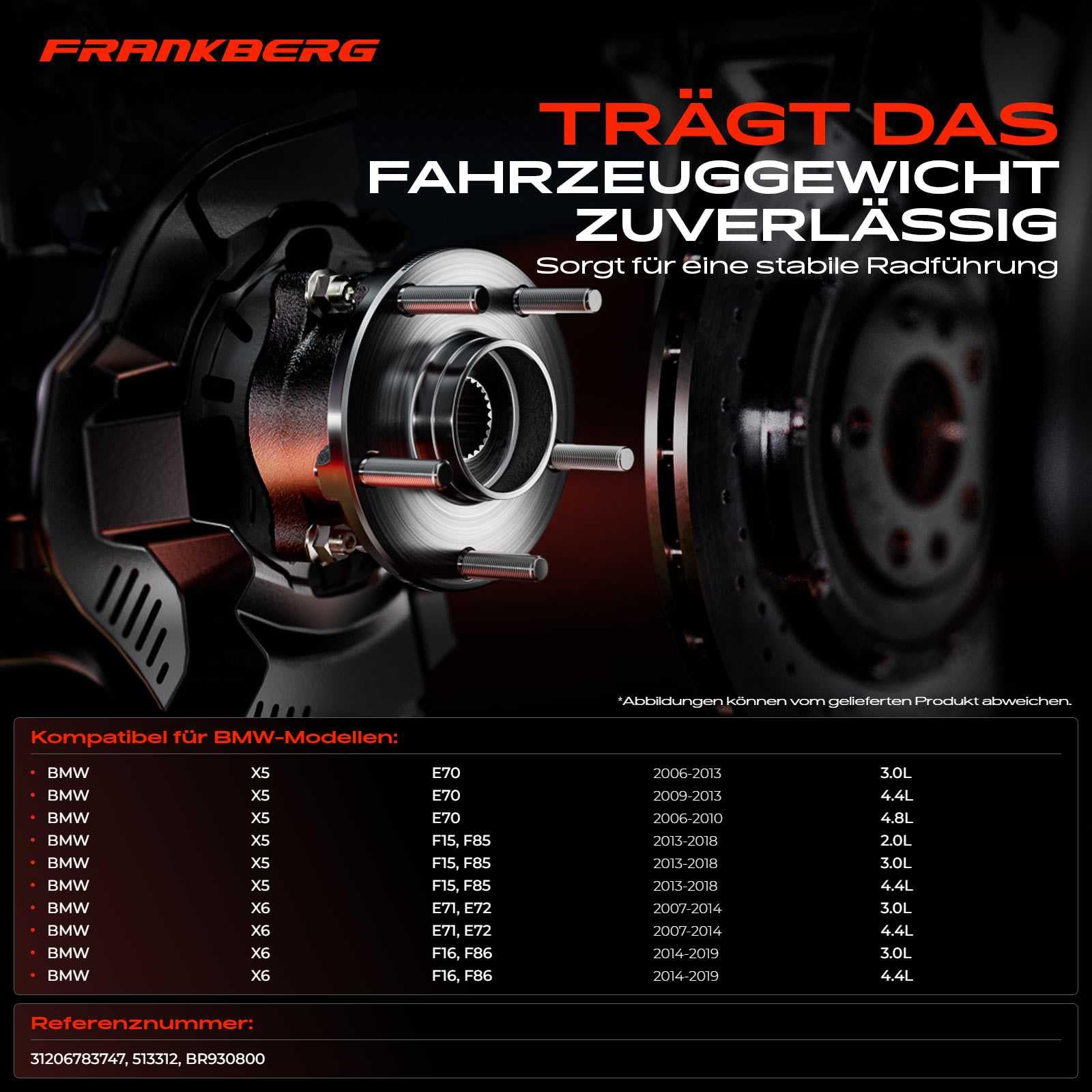 Frankberg Radnabe Radlagersatz Vorne unterstützt die ABS-Funktion 513312