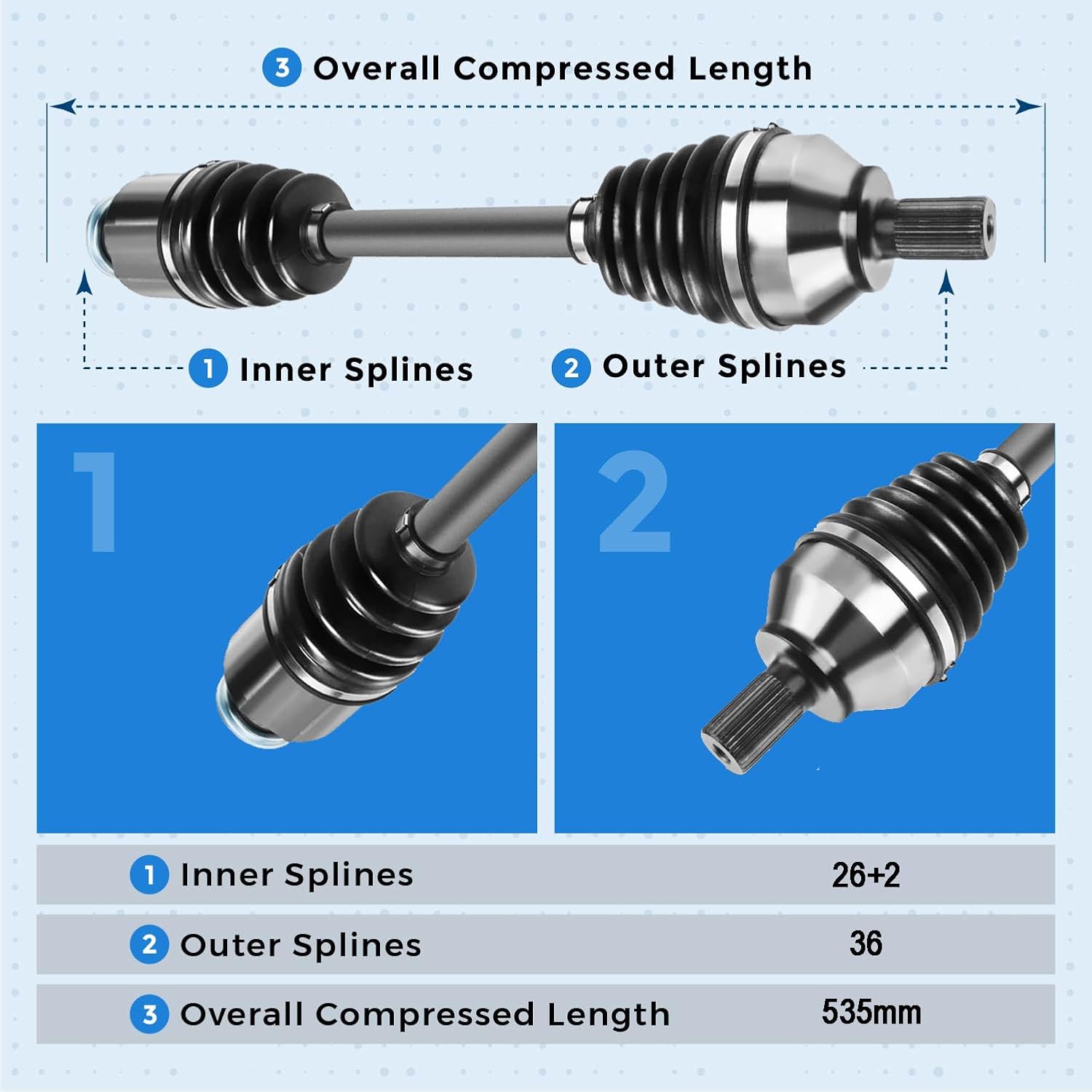 Front Passenger Side CV Axle Half Shaft Assembly for 2004-2005 Mazda 3 w/M.T. Built Before 1/6/2005