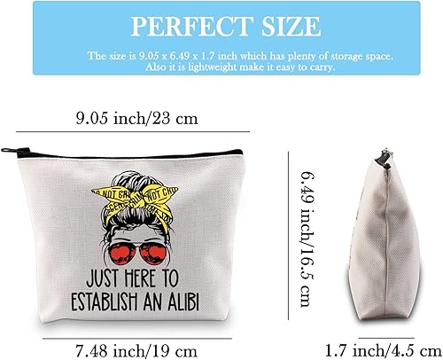 Miniatura 9 de GJTIM Regalo de crimen verdadero, regalo de adicto al crimen verdadero, regalo Just Here to Establish and Alibi Bolsa de maquillaje de regalo para