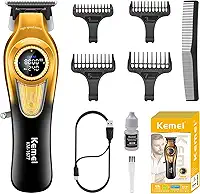 KEMEI 1677 Aparador De Barba Para Homens, Máquina De Cortar Cabelo Profissional, Máquina De Cortar Cabelo Sem Fio Com Display Led, Aparador De Cabelo Dlc T-Blade, Motor Turbo Sem Escova De 8000 Rpm