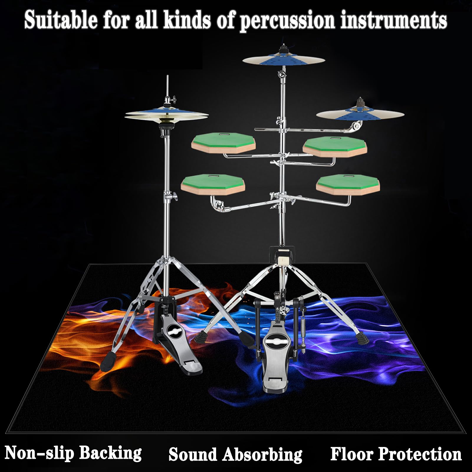 180 x 140 cm Maty na baterie antywibracyjne, mata na baterie elektroniczne, antypoślizgowa mata bębna, dźwiękoszczelna mata do bębna i innych instrumentów muzycznych