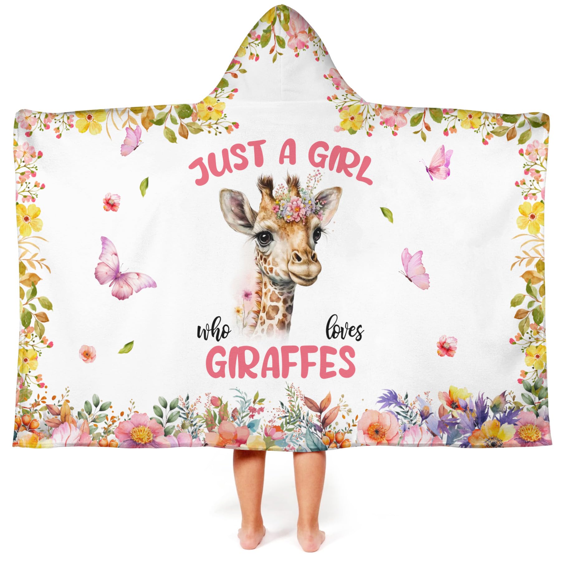 Giraffe Hooded Bath Towels for Girls,Soft Cotton Swimming Shower Beach Blanket (Giraffe)