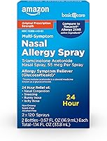Amazon Basic Care Triamcinolone Acetonide Nasal Allergy Spray, 55mcg 24HR Relief, Non-Drowsy, Pack of 2