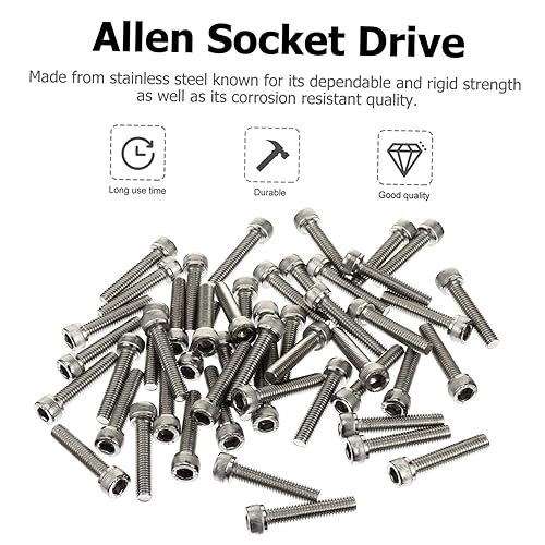 Miniatura 4 de Mobestech 50 piezas Tornillos hexagonales Pernos de acero inoxidable Pernos de fontanero Tuerca de tuerca de bloqueo hexagonal inoxidable Tornillos