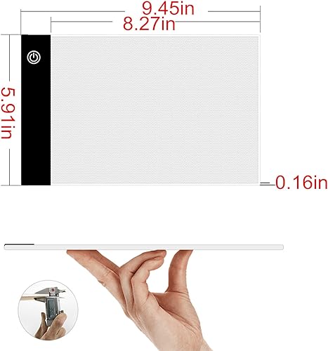 Miniatura 7 de Almohadilla de luz A5, A4, A3, almohadilla de luz LED, caja de trazado de luz, tablero de luz LED recargable de brillo regulable para dibujo,