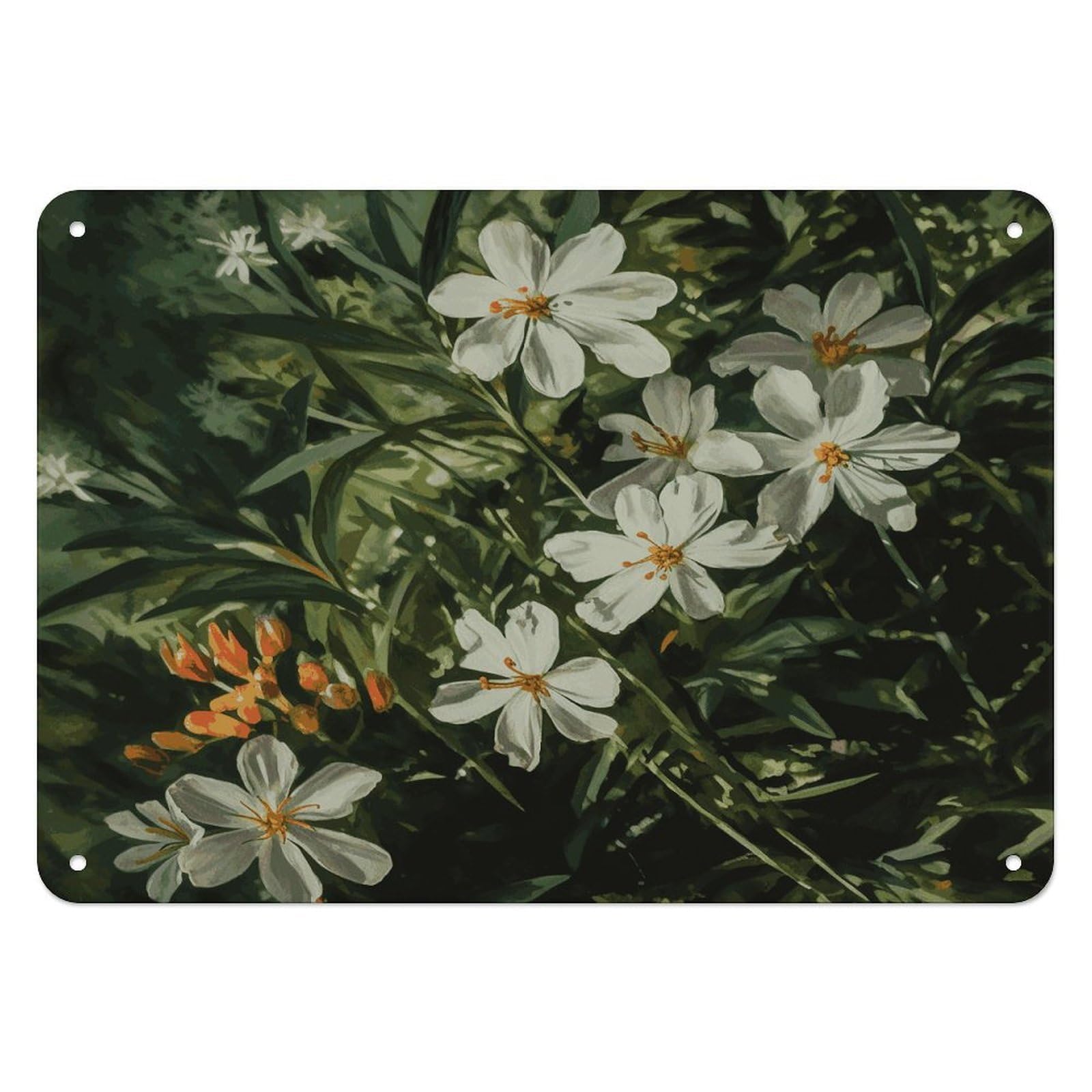 Fodpand Style Flowers And Green Leaves Retro Vintage Metal Tin Sign,Wall Art Decor Garden Plaque Poster For Bedrooms Yard Bars Pubs Patios Porches 7.9X5.5 Inch
