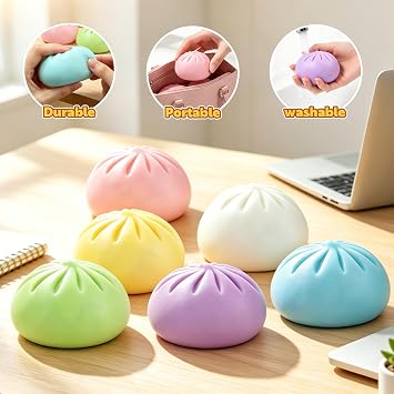 1Pc Dumpling Squishy,3.15inch Dumpling Squishies Mystery Box,Soft Stretchy Squeeze Toy for Adults Anxiety Relief Novelty Squeeze Ball Party Favors Classroom Rewards Office Desk(Yellow)