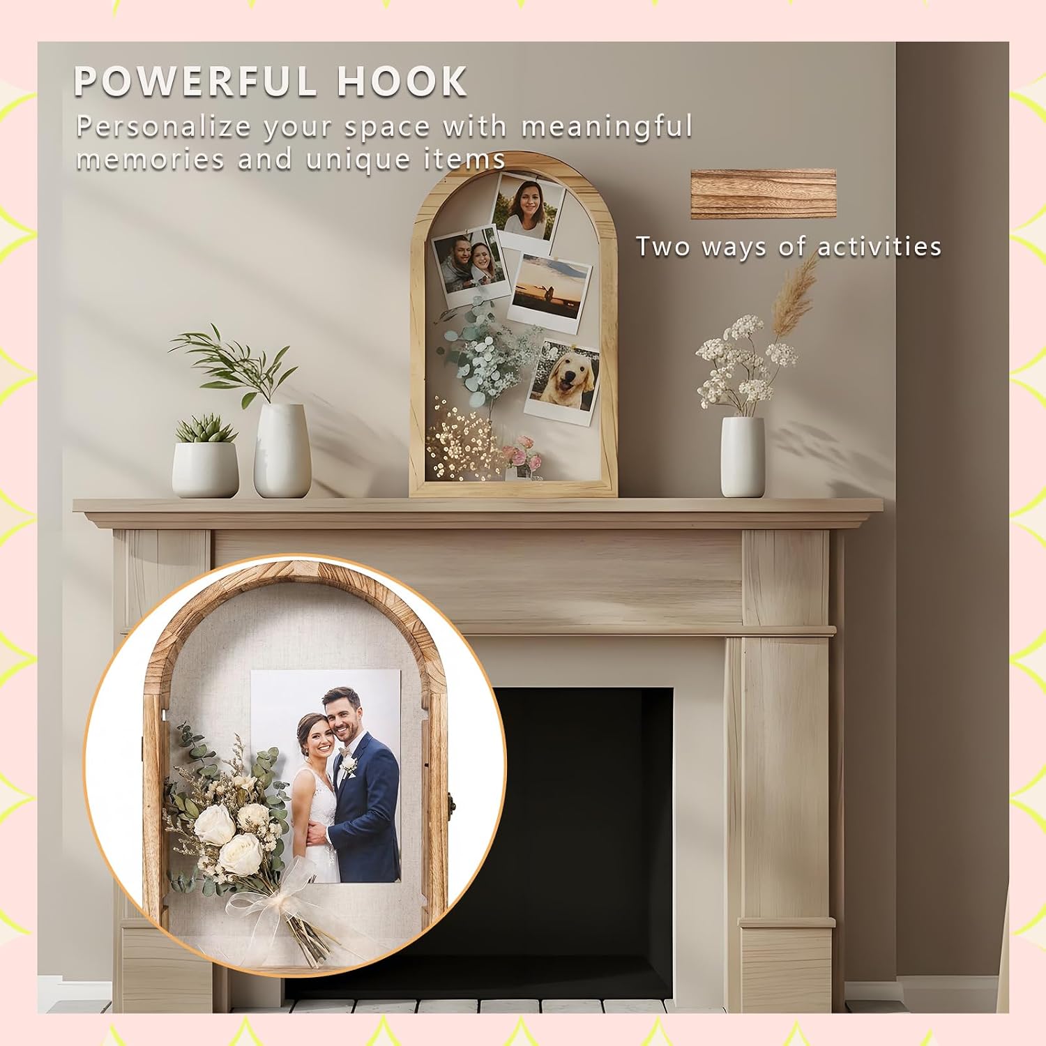 Shadow Box Frame with Clear Acrylic Door, Removable Shelves & Linen Back - Large Display Case Picture Frame for Wall or Tabletop - Memory Box for Wedding Bouquet, Photos, Medals, Memorabilia