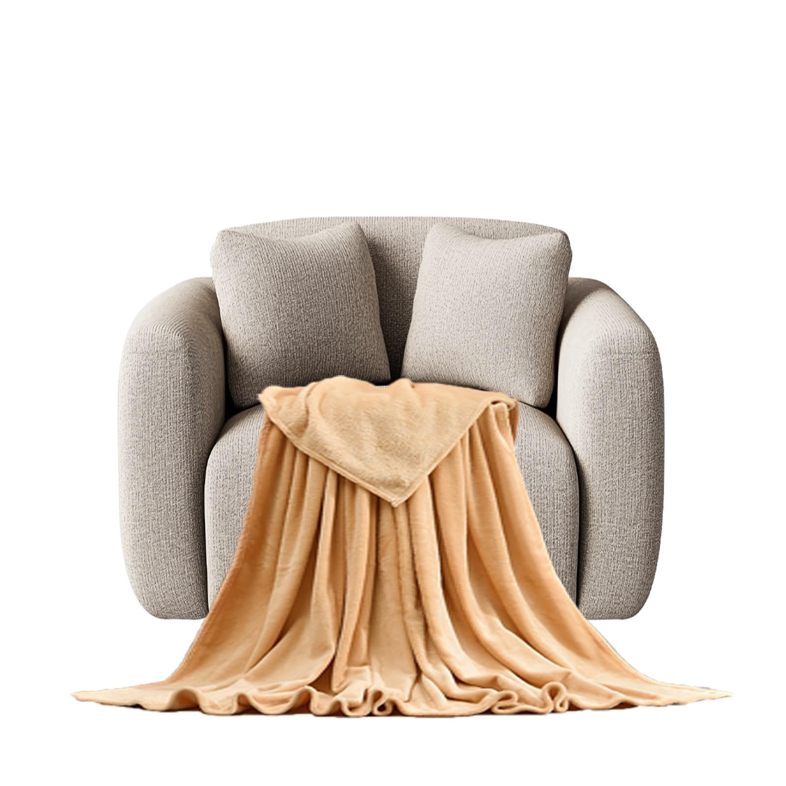 STGAO Throw 150 x 280 cm Silk Touch Bed Blanket Textured Solid for Bedroom, Couch, Travel, Kids, Camping, Khaki