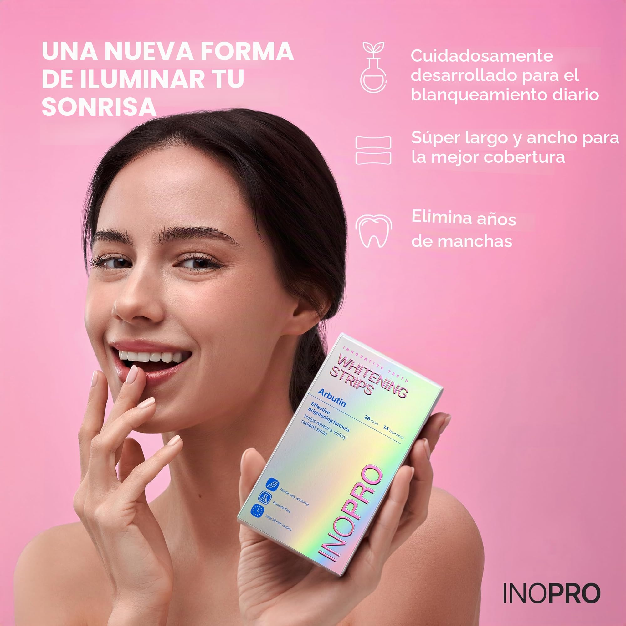 InoPro Kit de 14 tratamientos para blanquear los dientes, blanqueador de dientes, sin peróxido, esmalte seguro para el esmalte, eliminación de manchas profundas, blanqueamiento dental instantáneo sin