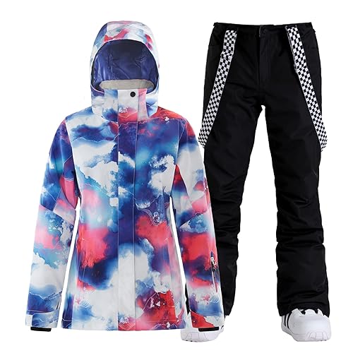 GSOU SNOW Women's Ski Jackets and Pants Set Snowboarding Snowsuit