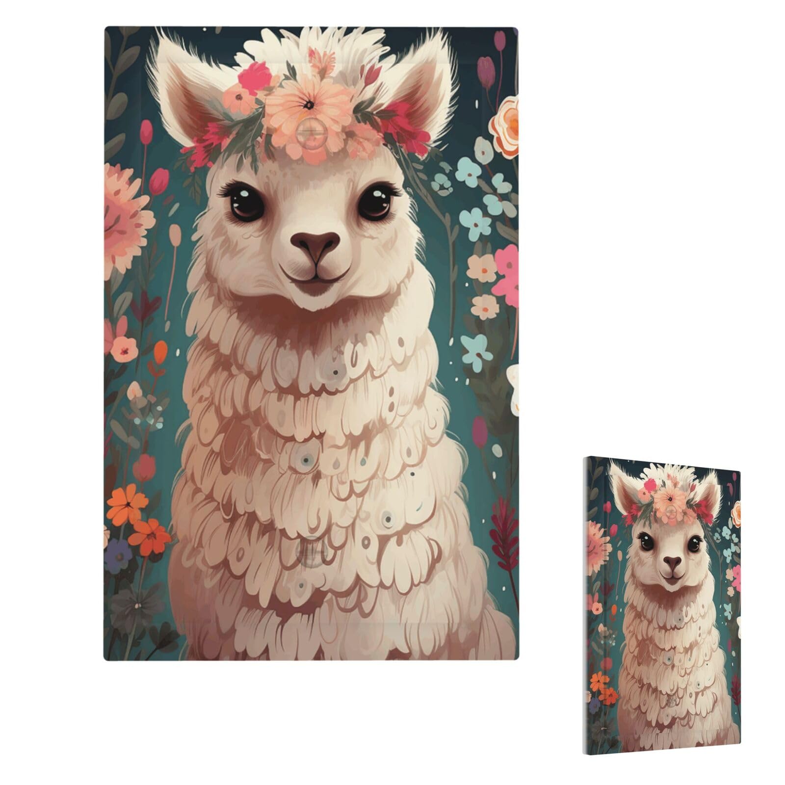 Flower Alpaca Wall Plate Cover Modern Decorative 1 Gang Light Switch Cover Unbreakable Receptacle Outlet Covers For Living Room Bedroom Home Decor Single Blank