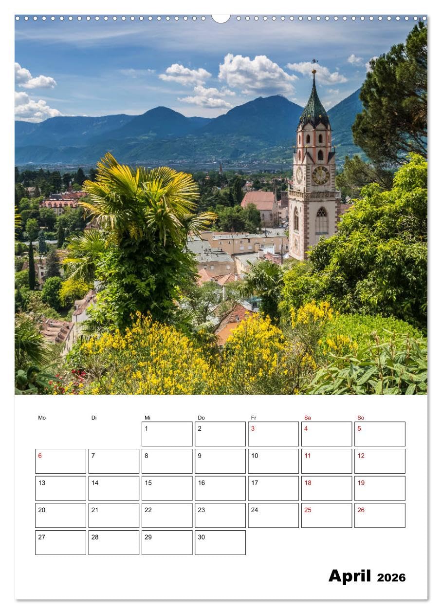 MERAN Terminplaner (Wandkalender 2026 DIN A2 hoch), CALVENDO Monatskalender: Kurstadt in einer bezaubernden Umgebung (CALVENDO Orte)