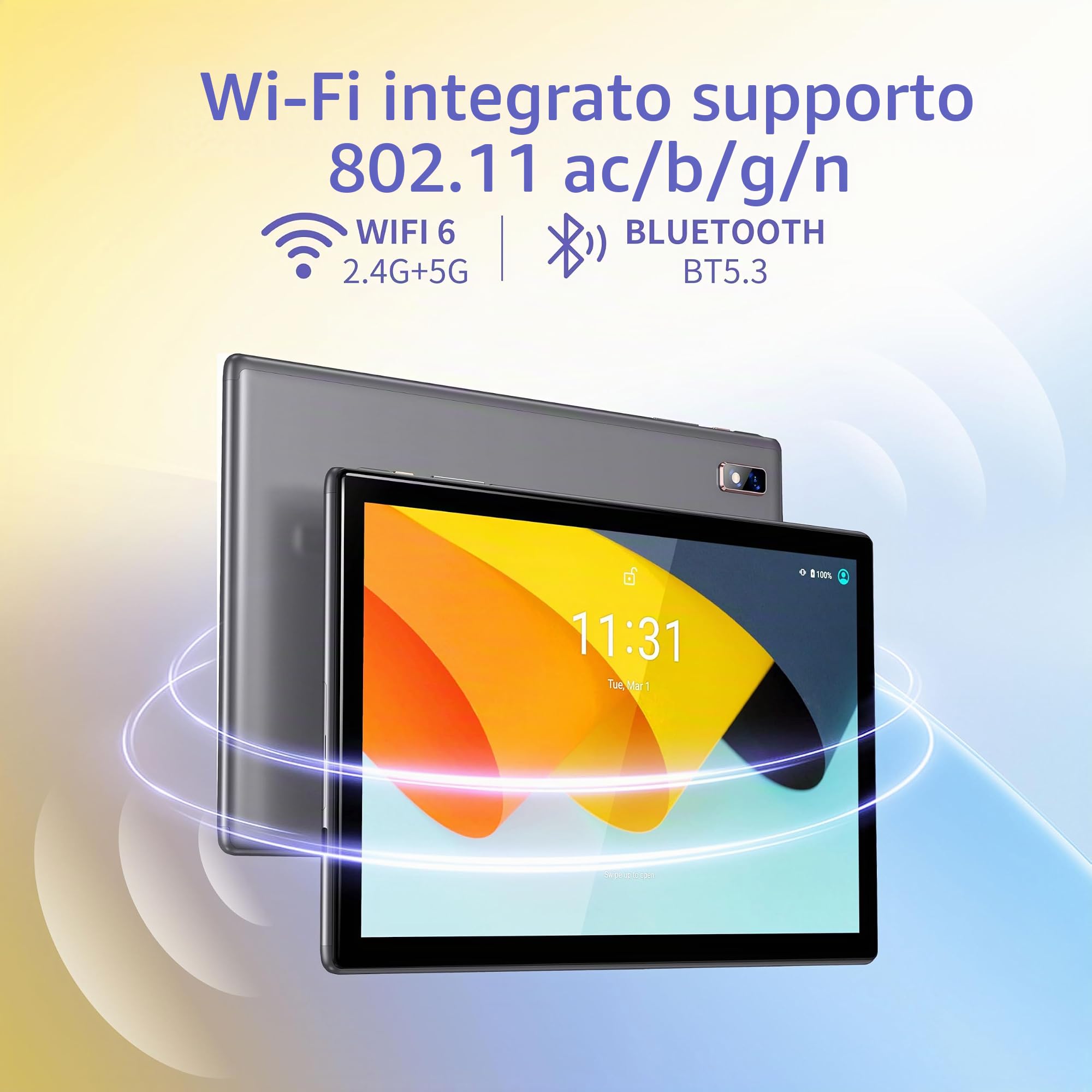 BYYBUO Tablet 10,1Pollici Android 11 tablet, batteria da 32 GB a quad-core ROM 5000Mah, 1280x800 IPS HD Touchscreen 5MP+8MP fotocamera, Bluetooth, WiFi, GPS (grigio)