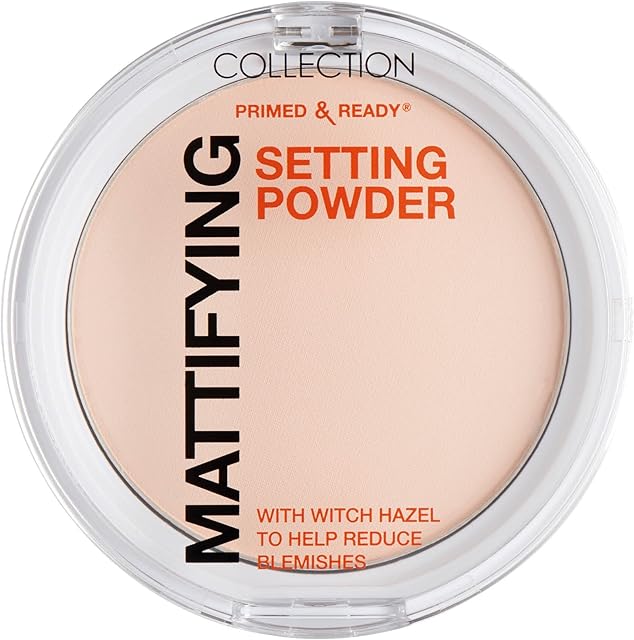 Collection Cosmetics Primed and Ready Invisible Setting Powder, Silk Enriched Pressed Powder For Breakout Prone Skin, 15g, Invisible