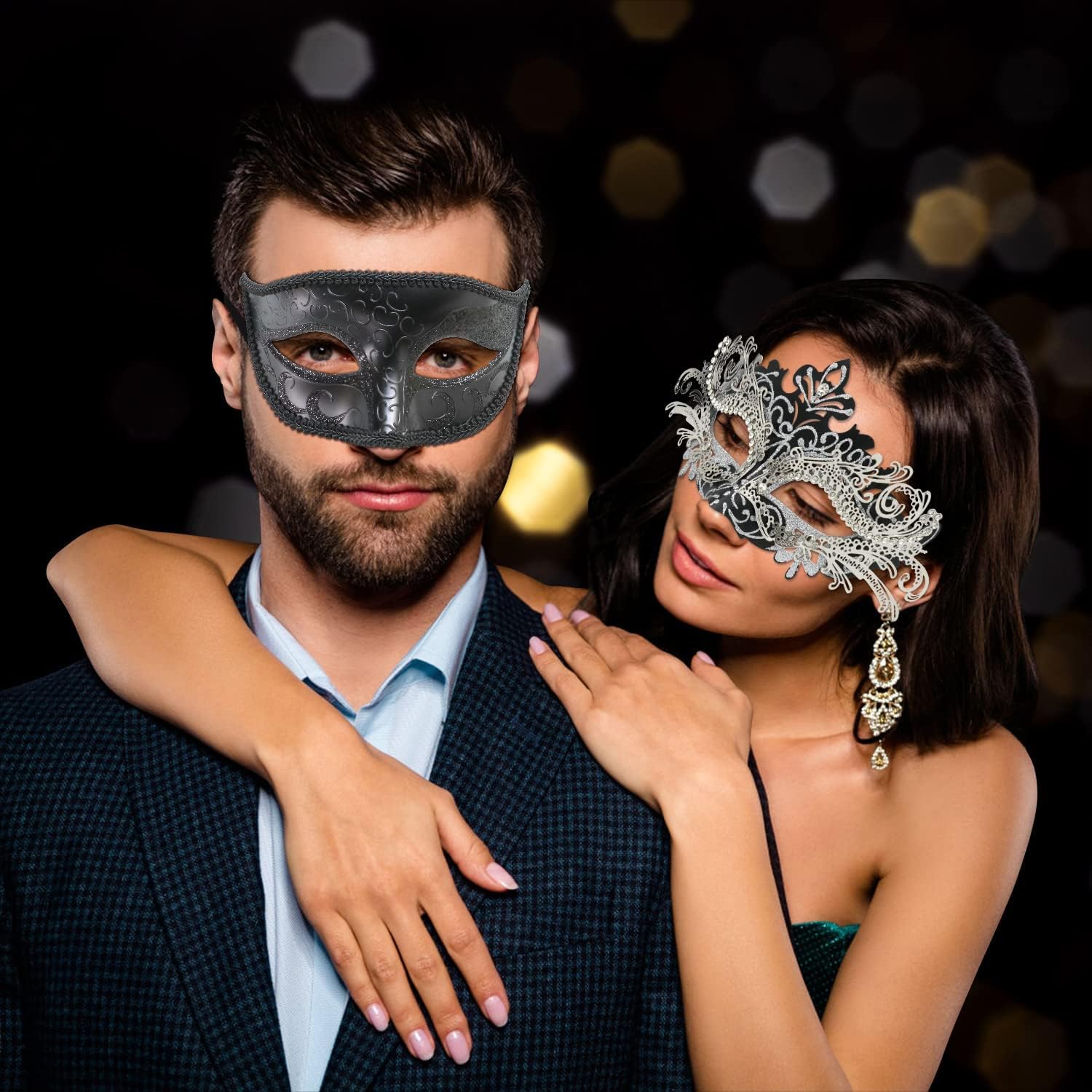Coddsmz Couple Masquerade Mask Set - Venetian & Mardi Gras Mask for Women & Men - Image 3